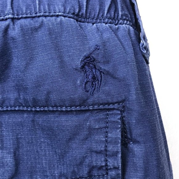 Ralph Lauren Ripstop Cargo Shorts Youth Boys 20 Blue Pony Pockets Elastic Hiking - Picture 3 of 16